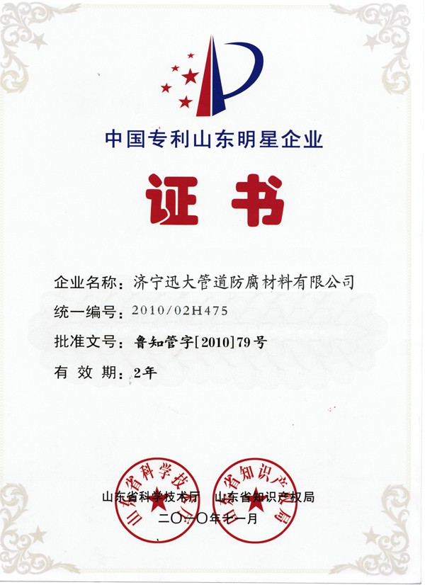 中國(guó)專利山東明星企業(yè)證書(圖1) 中國(guó)專利山東明星企業(yè)證書(圖1)